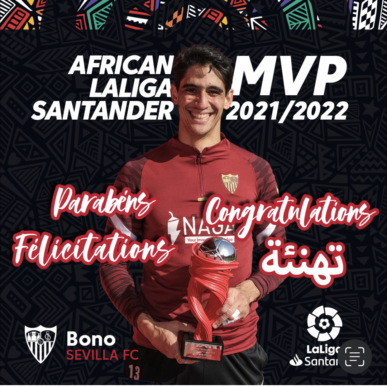 ياسين بونو يتوج بجائزة أفضل لاعب أفريقي في لاليغا