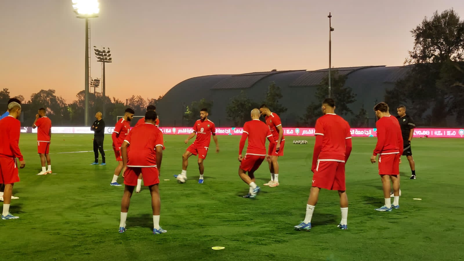 بداية الحصة التدريبية للفريق الوطني