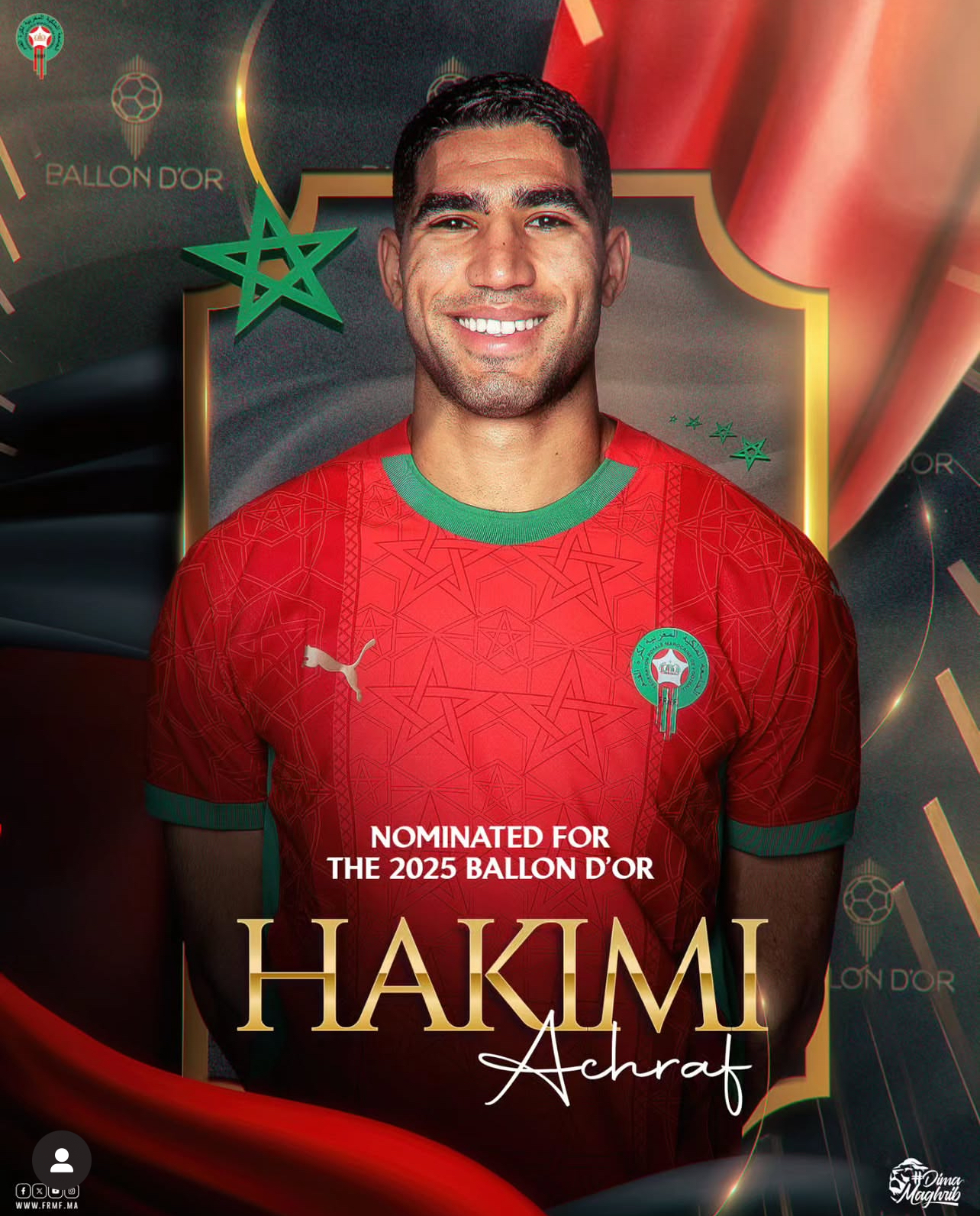 حكيمي تفاعل مع تسميته مرشحا للبالون دور