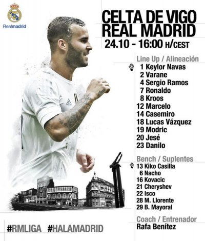 التشكيلة الرسمية لريال مدريد أمام سيلتا فيغو