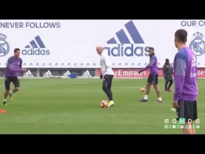 شاهد لمسات زيدان السحرية وتسديدات لاعبي الريال الخيالية في تدريبات الريال
