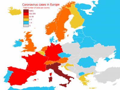 عدد الإصابات بكورونا المستجد في أوروبا يتجاوز 100 ألف