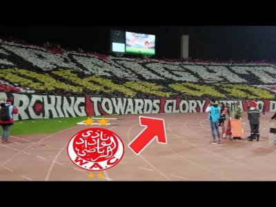 شاهد في ليلة رمضانية جماهير الوداد تمتع بتيفو خيالي