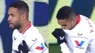 قبلة النصيري لقميص اشبيلية اقوى رد على فريق نيس