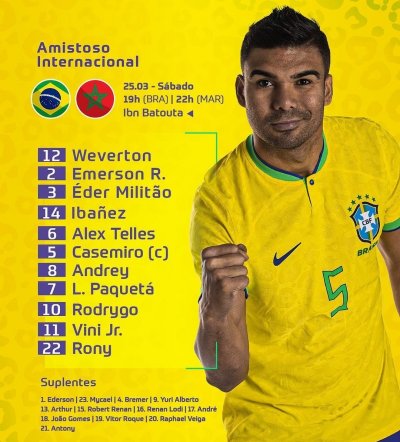 بهذا التشكيل سيلعب المنتخب البرازيلي أمام المغرب